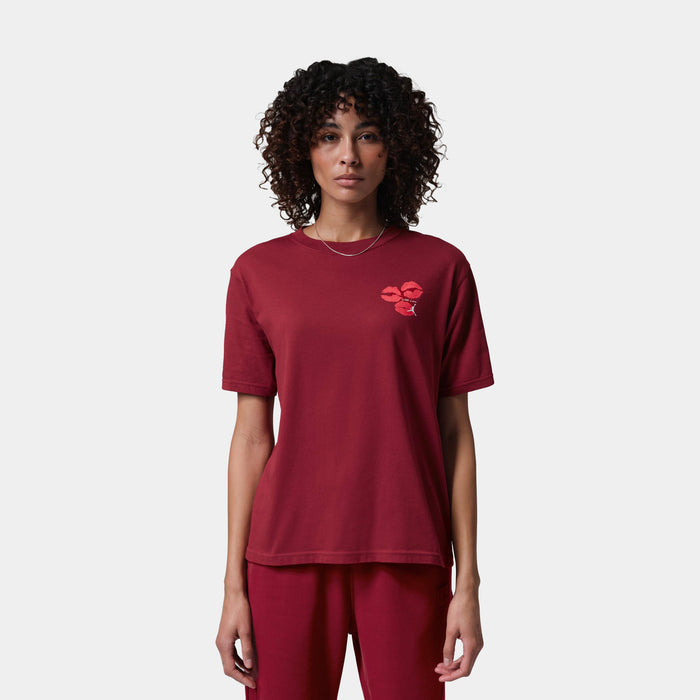Flight Graphic Kiss Womens Short Sleeve Shirt (Team Red/White)