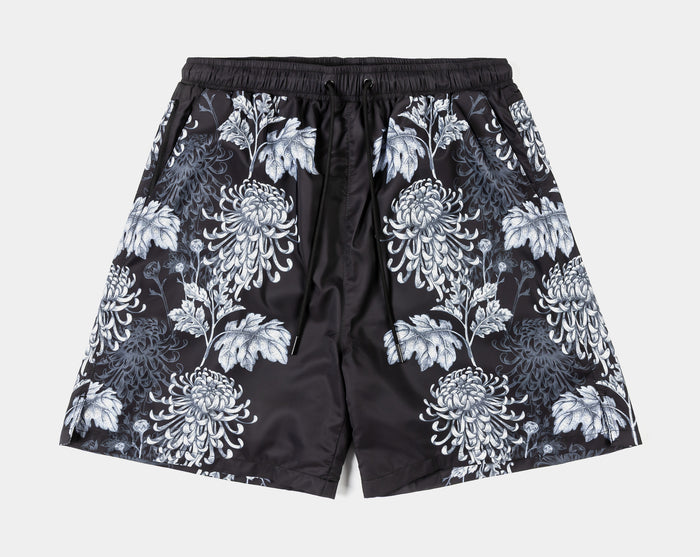 Floral Split Hybrid Mens Shorts (Black/Grey)