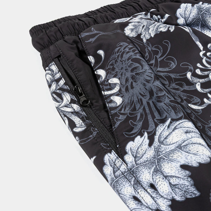 Floral Split Hybrid Mens Shorts (Black/Grey)