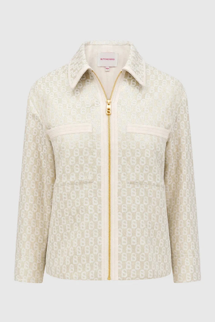freya jacquard jacket in champagne gold by buttonscarves