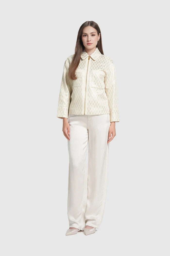 freya jacquard jacket in champagne gold by buttonscarves