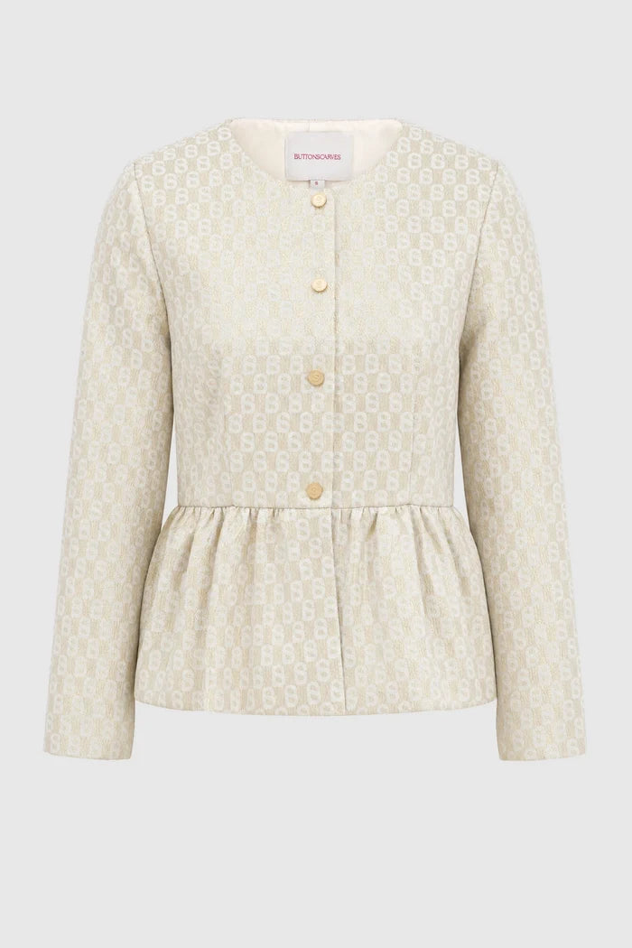 freya jacquard outer in champagne gold by buttonscarves