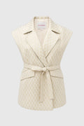 freya jacquard vest in champagne gold by buttonscarves