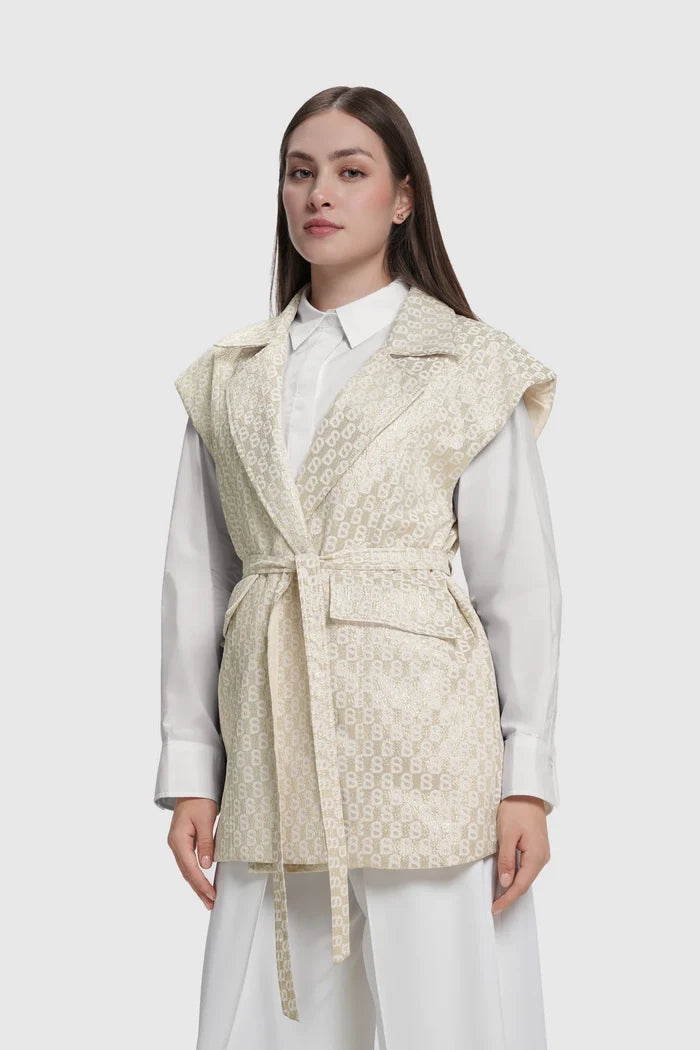 Freya Jacquard Vest - Champagne Gold