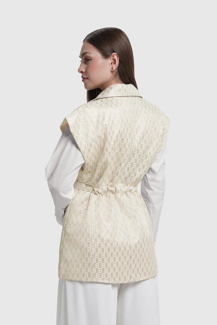 Freya Jacquard Vest - Champagne Gold