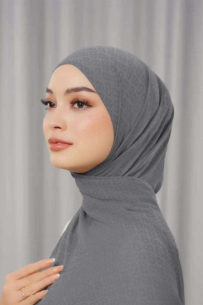 georgette tapis shawl charcoal grey by buttonscarves