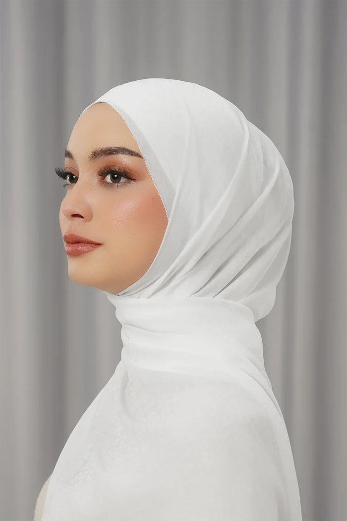 georgette tapis shawl white by buttonscarves