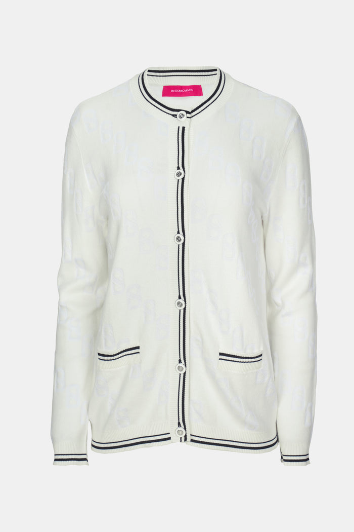 giana cardigan in white by buttonscarves