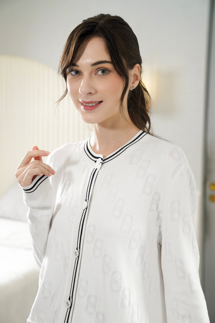 giana cardigan in white by buttonscarves style look