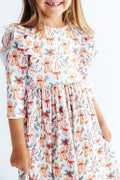 Gingerbread Lane 3/4 Sleeve Ruffle Twirl Dress-Mila & Rose ®