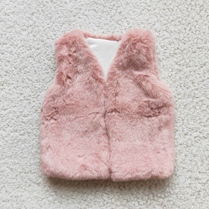 Girls pink winter sherpas soft vest  6 A21-14