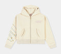 God's Favorite Fleece Cropped Zip Up Womens Hoodie (Cream/Pink)