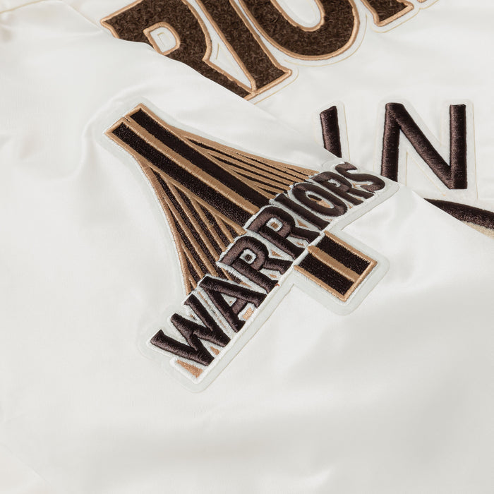 Golden State Warriors City Edition Satin Mens Jacket (Beige/Brown)