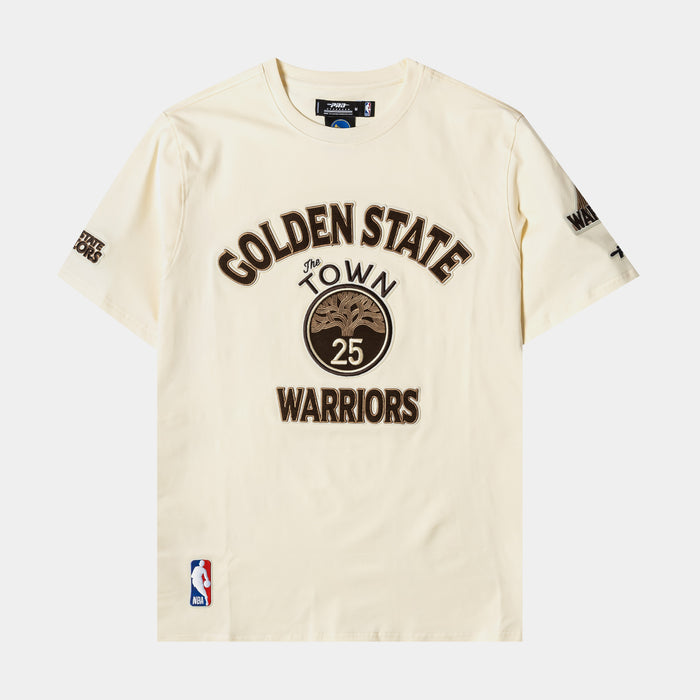 Golden State Warriors City Mens Short Sleeve Shirt (Beige/Brown)