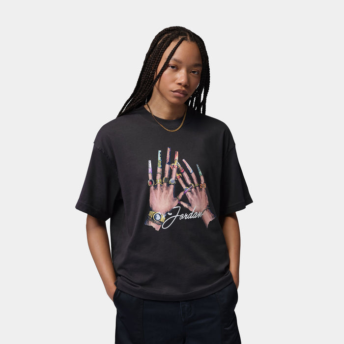 Graphic Girlfriend Womens Short Sleeve Shirt (Off Noir)