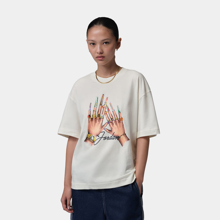 Graphic Girlfriend Womens Short Sleeve Shirt (Sail)