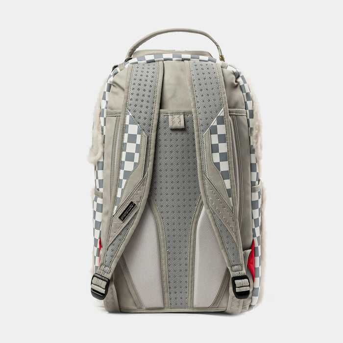 Gray Fur Baby Checker Mens Backpack (White/Grey)