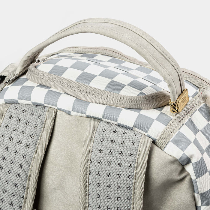 Gray Fur Baby Checker Mens Backpack (White/Grey)