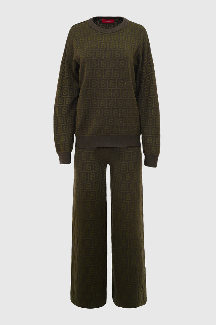 Grid Sweatshirt Set - Olive