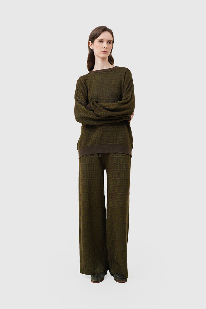 Grid Sweatshirt Set - Olive