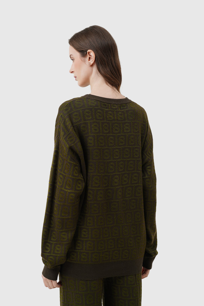 Grid Sweatshirt Set - Olive