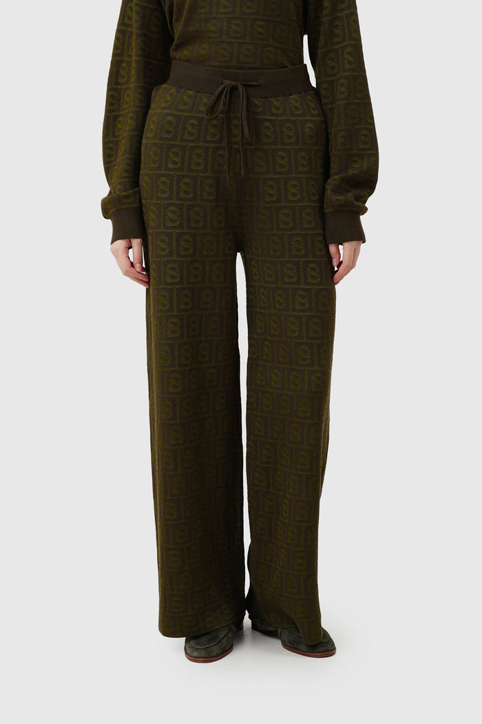 Grid Sweatshirt Set - Olive