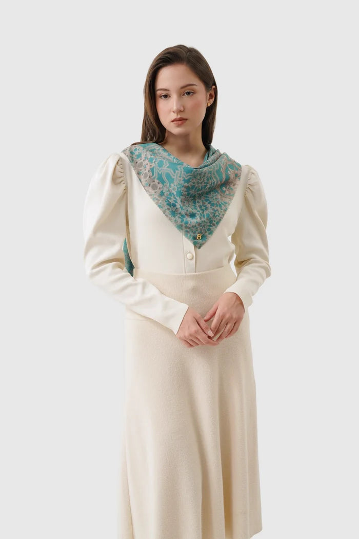 haramain 2 printed square scarf in safa by buttonscarves style look