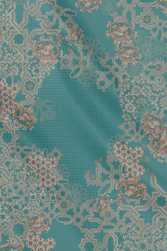 haramain 2 printed square scarf in safa by buttonscarves motifs detail