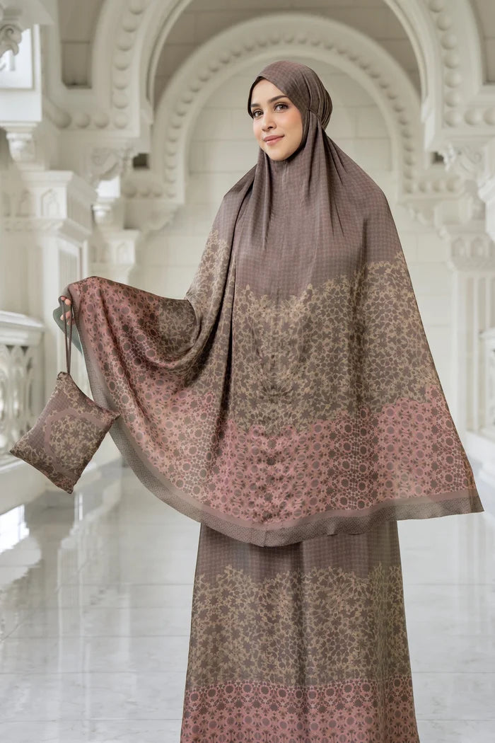 haramain 2 prayer robe in pecan by buttonscarves