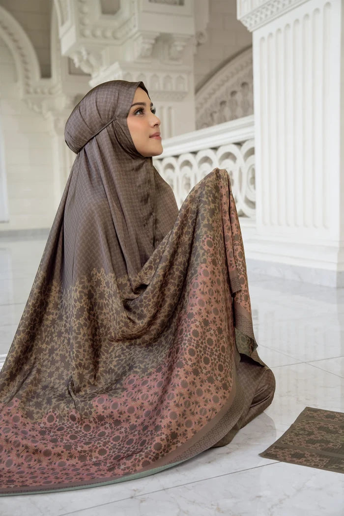 haramain 2 prayer robe in pecan by buttonscarves
