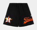 Houston Astros Living Large Fleece Mens Shorts (Black/Orange)