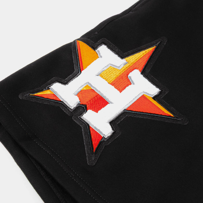 Houston Astros Living Large Fleece Mens Shorts (Black/Orange)