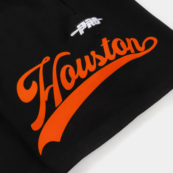 Houston Astros Living Large Fleece Mens Shorts (Black/Orange)