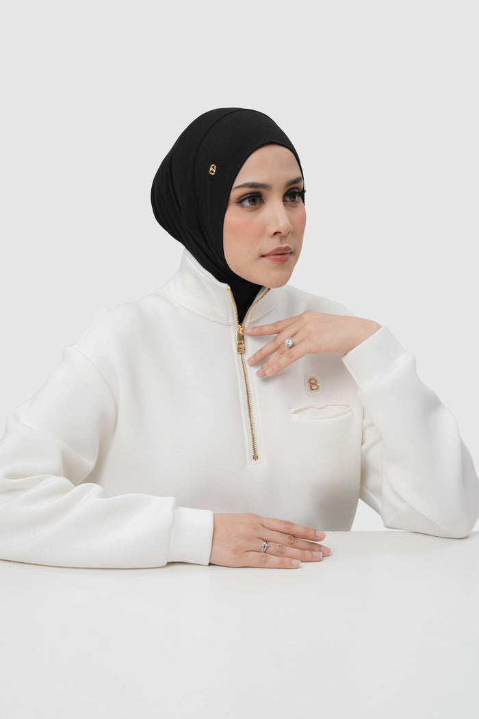 instant slip-on scarf in black by buttonscarves