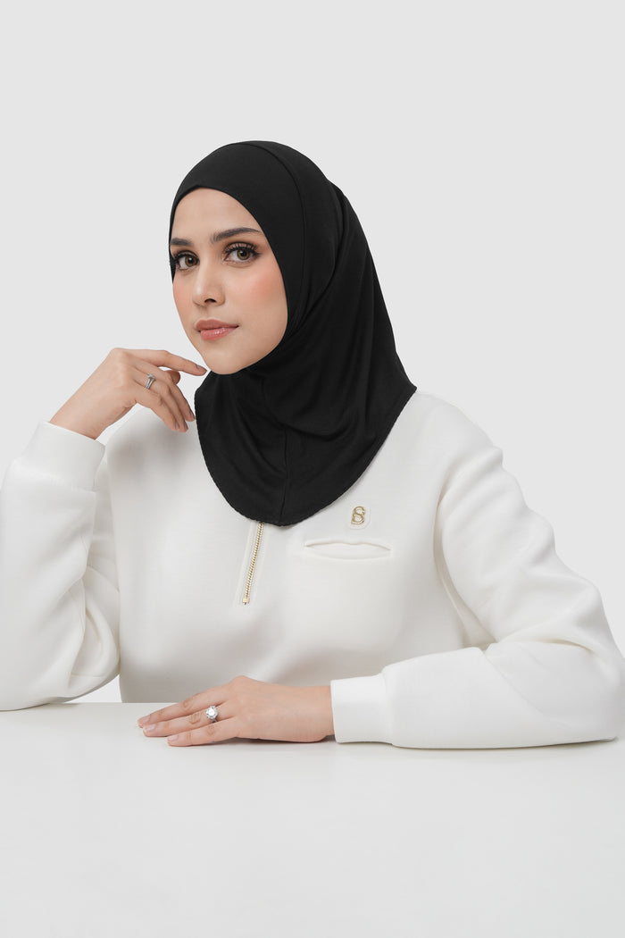 instant slip-on scarf in black by buttonscarves