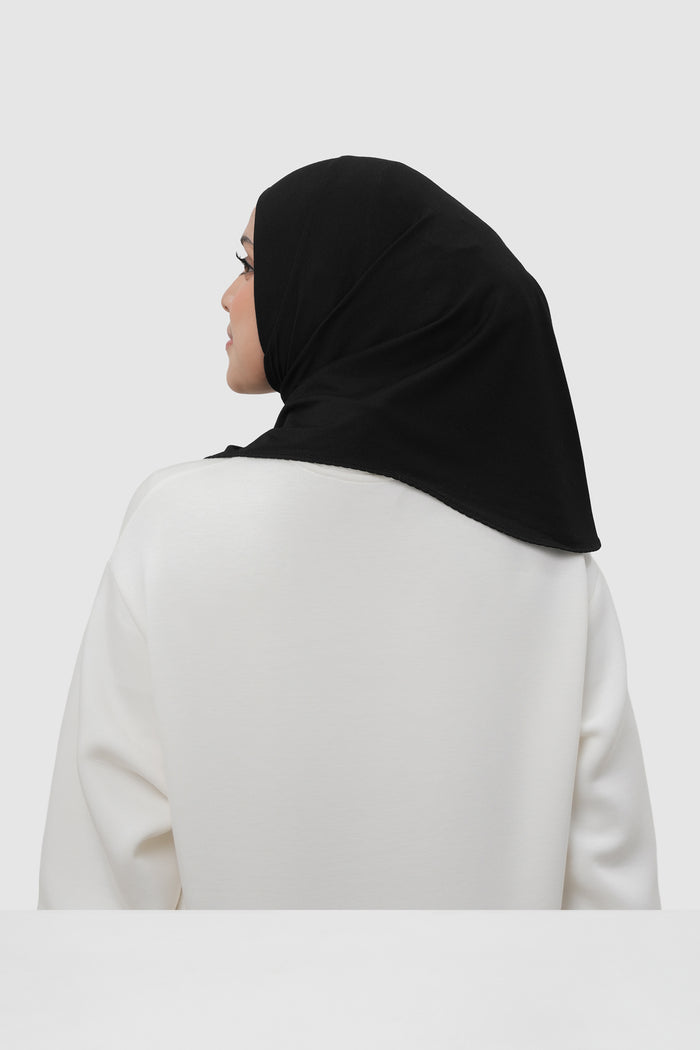 instant slip-on scarf in black by buttonscarves back view
