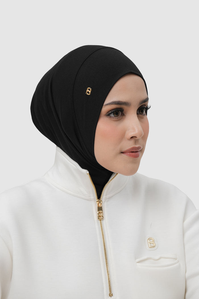 instant slip-on scarf in black by buttonscarves detail view