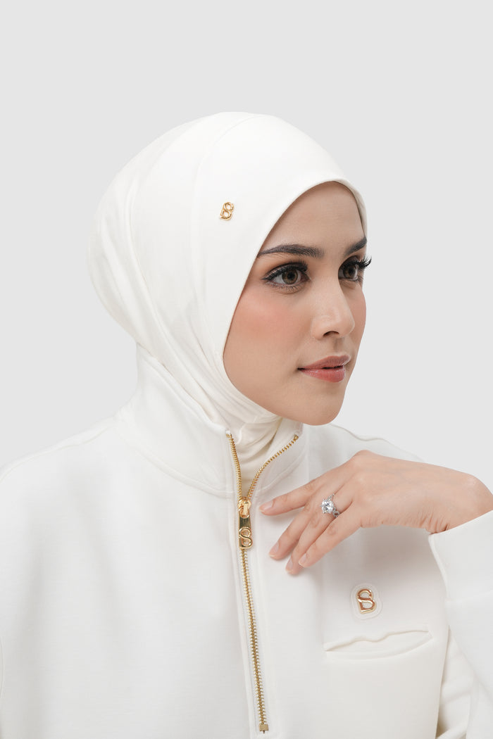 instant slip-on scarf in broken white by buttonscarves detail view