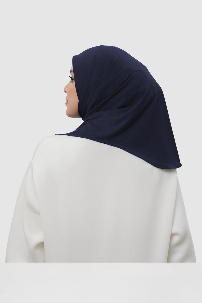 instant slip-on scarf in navy by buttonscarves back view