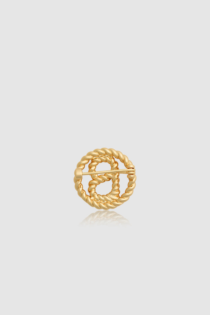 interlock pin brooch in gold by buttonscarves back view