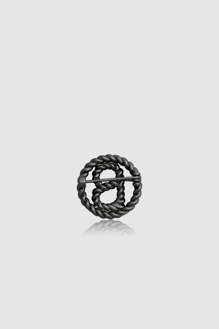 interlock pin brooch in hematite by buttonscarves back view