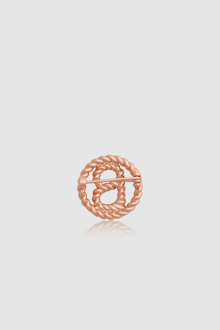 interlock pin brooch in rose gold by buttonscarves back view