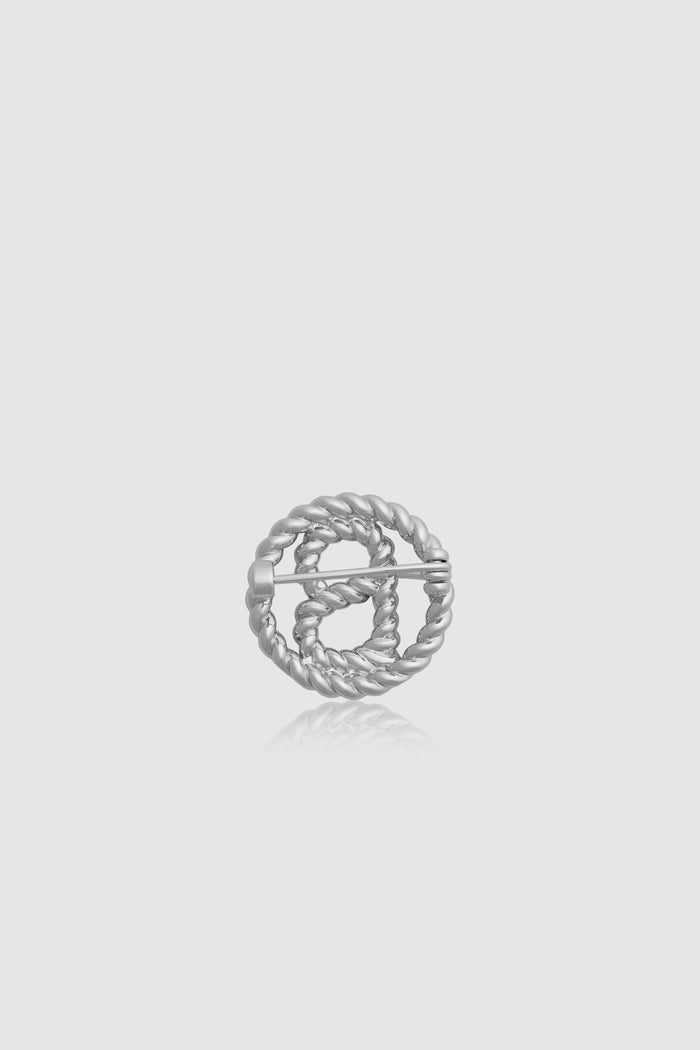 interlock pin brooch in silver by buttonscarves back view