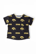(S) Iowa Black Tigerhawk Ruffle Pocket Tee-Mila & Rose ®