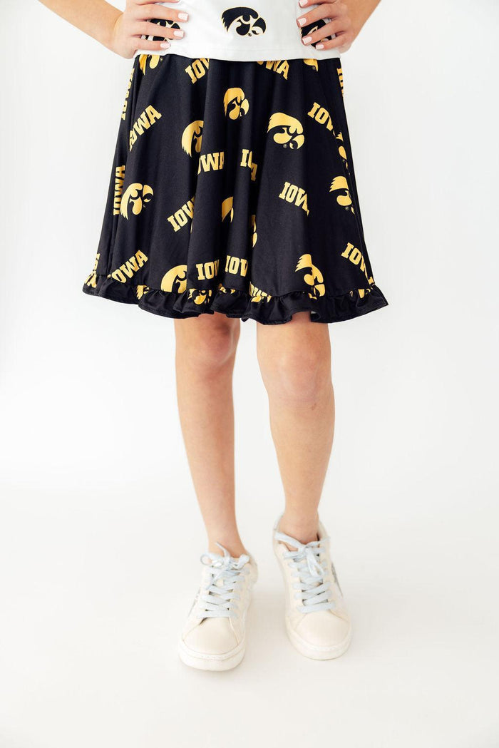 (S) Iowa Black Tigerhawk Twirl Skort-Mila & Rose ®