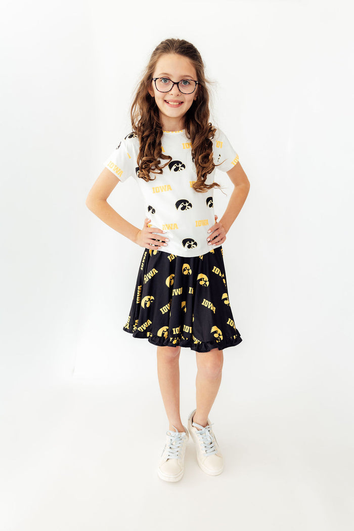 (S) Iowa Black Tigerhawk Twirl Skort-Mila & Rose ®
