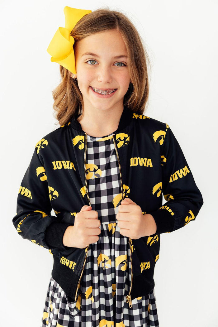 Iowa Black Tigerhawk Satin Jacket-Mila & Rose ®