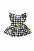 (S) Iowa Plaid Tigerhawk S/S Flutter Twirl Bodysuit-Mila & Rose ®