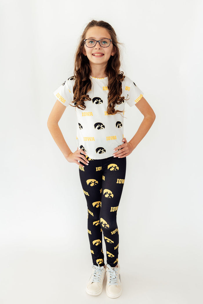 Iowa White Tigerhawk Ruffle Pocket Tee-Mila & Rose ®