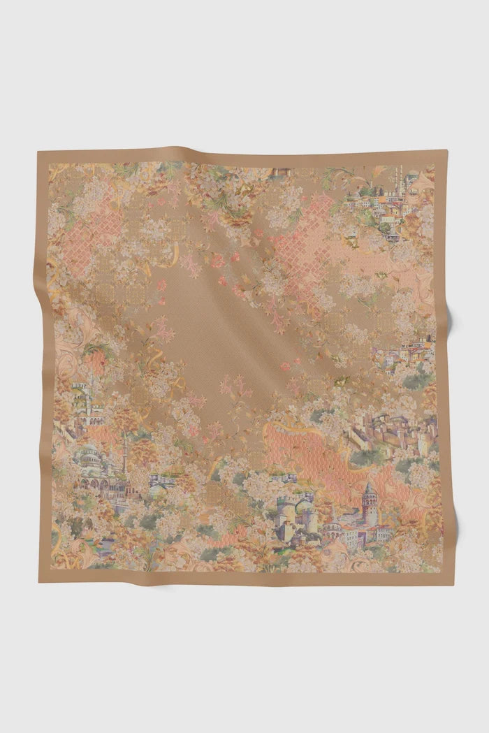 istanbul printed square scarf in baklava by buttonscarves